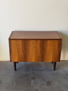 Vintage Danish Rosewood Cabinet by PS System MCM Drop-Front Storage Bar 1960s