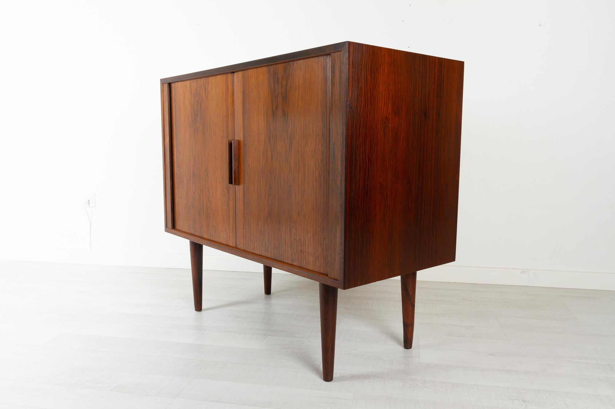 Vintage Danish Rosewood Cabinet with Tambour Doors by Kai Kristiansen, 1960s 7