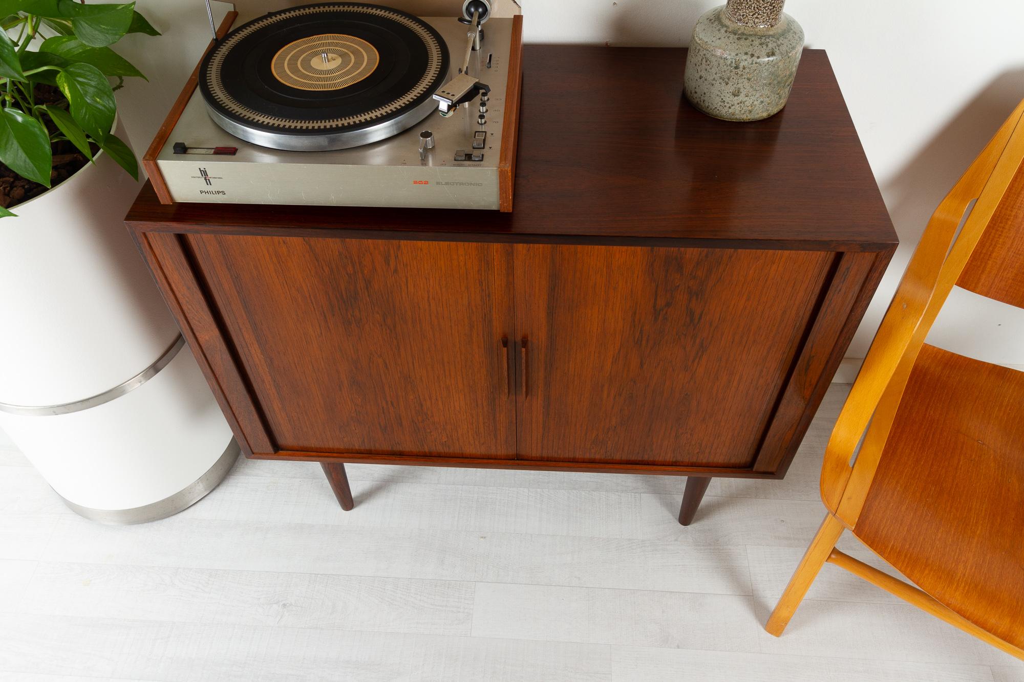 Vintage Danish Rosewood Cabinet with Tambour Doors by Kai Kristiansen, 1960s 12