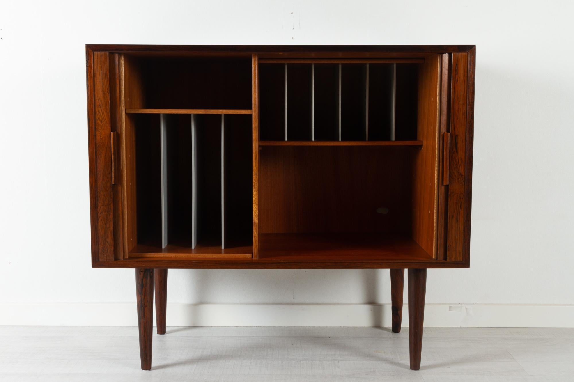 Mid-Century Modern Vintage Danish Rosewood Cabinet with Tambour Doors by Kai Kristiansen, 1960s