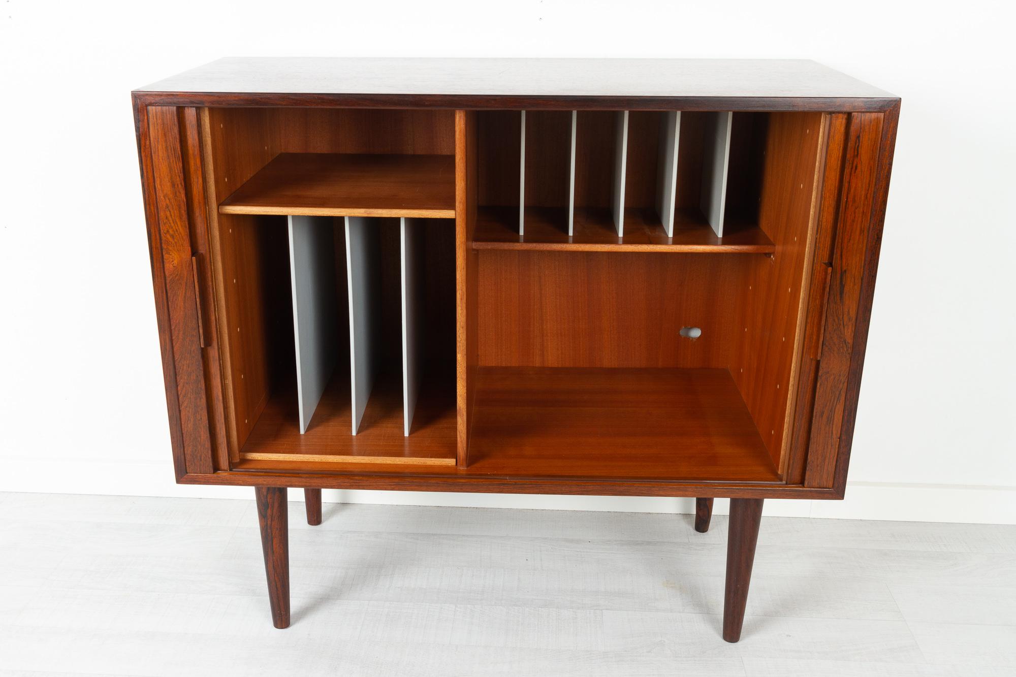 Vintage Danish Rosewood Cabinet with Tambour Doors by Kai Kristiansen, 1960s In Good Condition In Asaa, DK