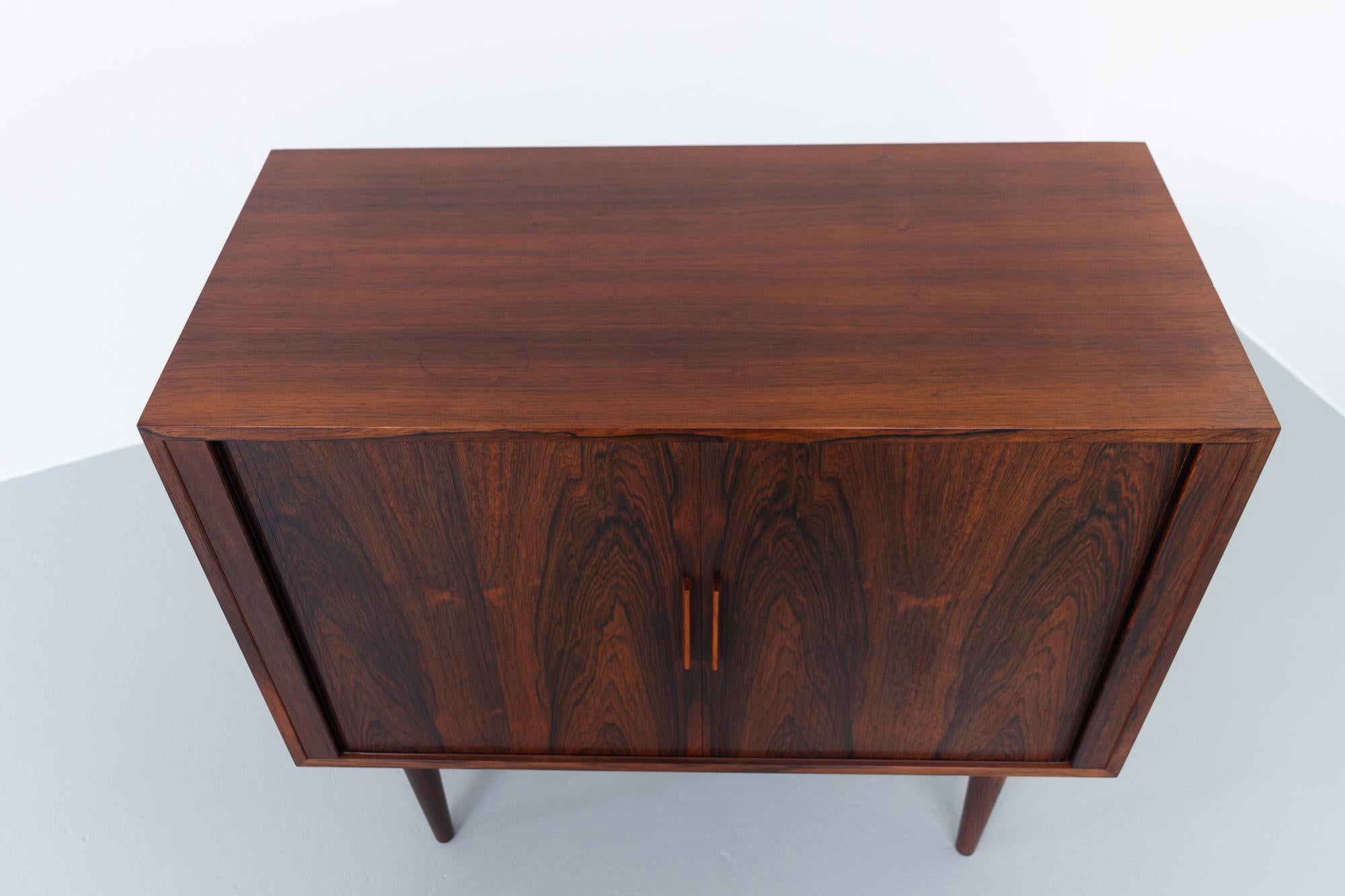 Vintage Danish Rosewood Cabinet with Tambour Doors by Kai Kristiansen, 1960s In Good Condition In Asaa, DK