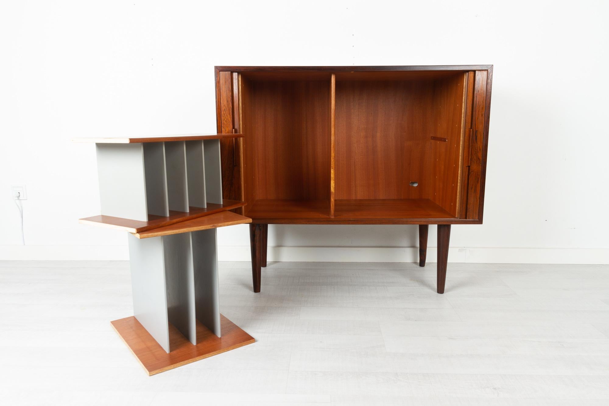 Mid-20th Century Vintage Danish Rosewood Cabinet with Tambour Doors by Kai Kristiansen, 1960s