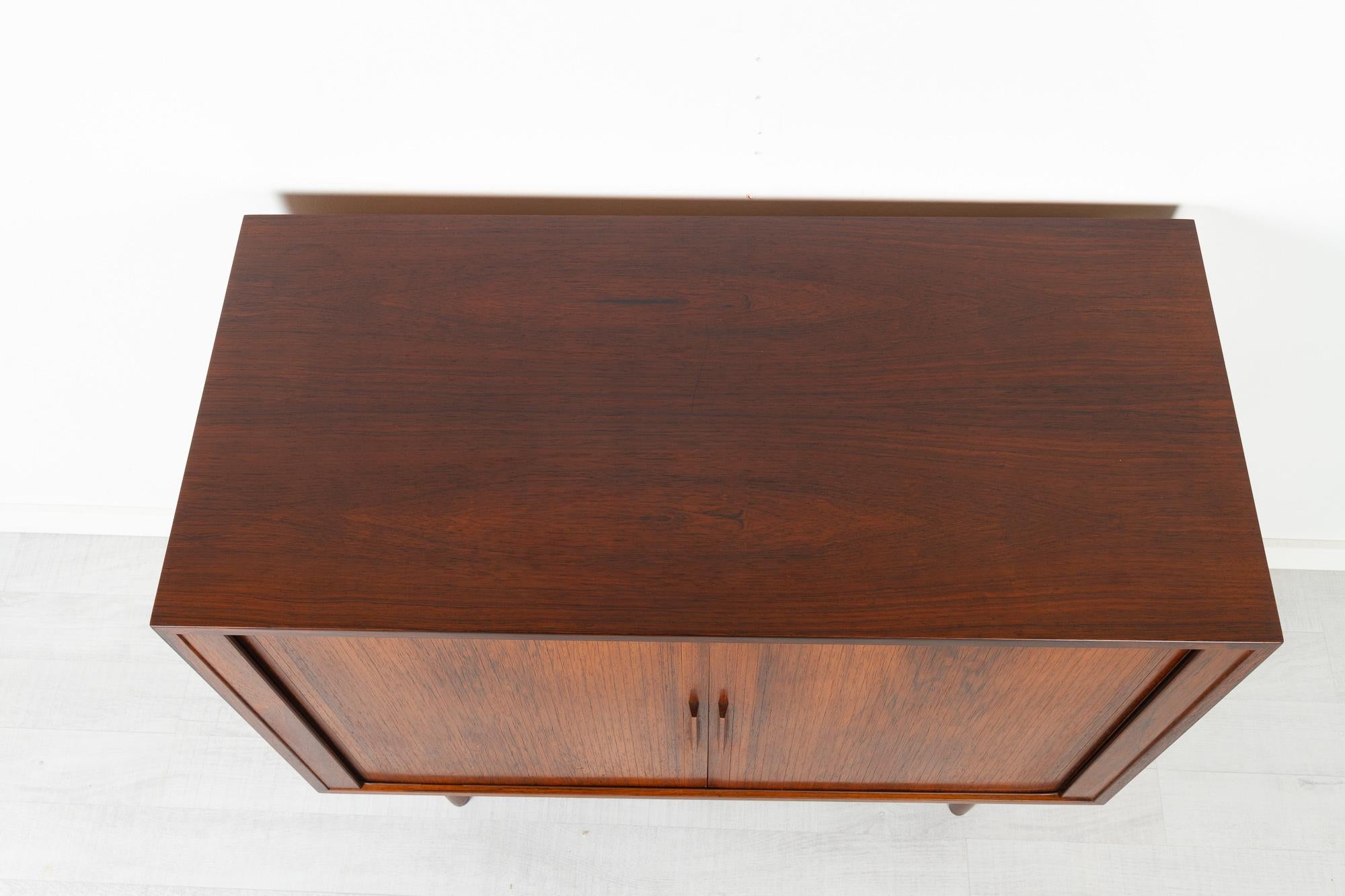 Vintage Danish Rosewood Cabinet with Tambour Doors by Kai Kristiansen, 1960s 2