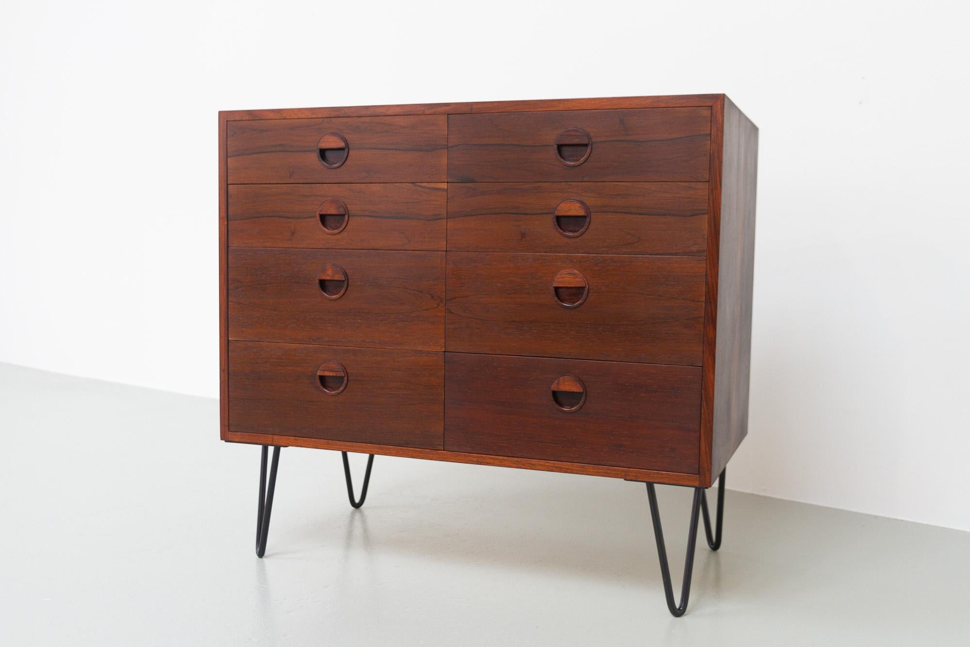 Scandinavian Modern Vintage Danish Rosewood Chest of Drawers by Hg Furniture, 1960s For Sale