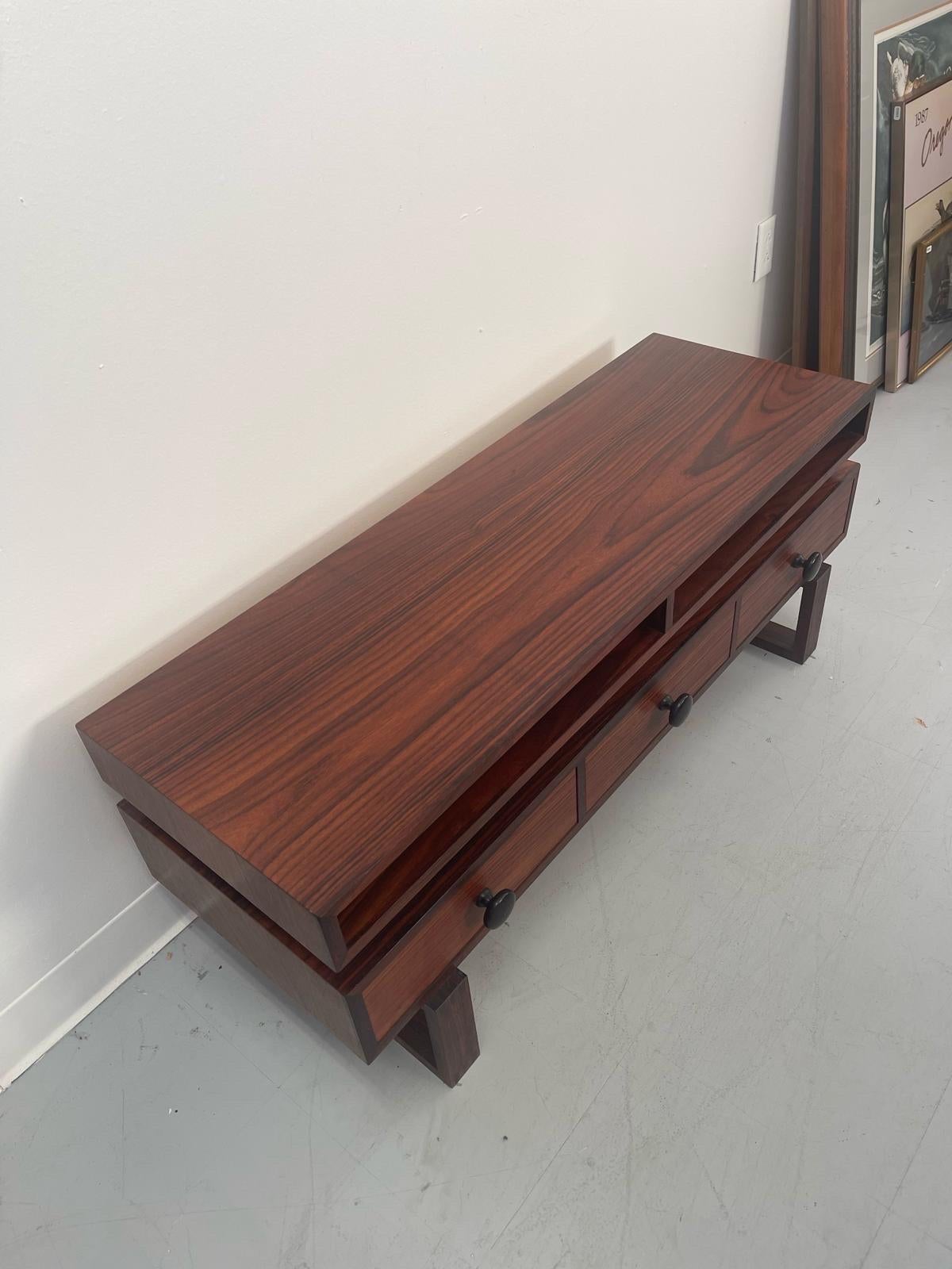 Vintage Danish Rosewood Console Coffee Table. Uk Import. In Good Condition For Sale In Seattle, WA