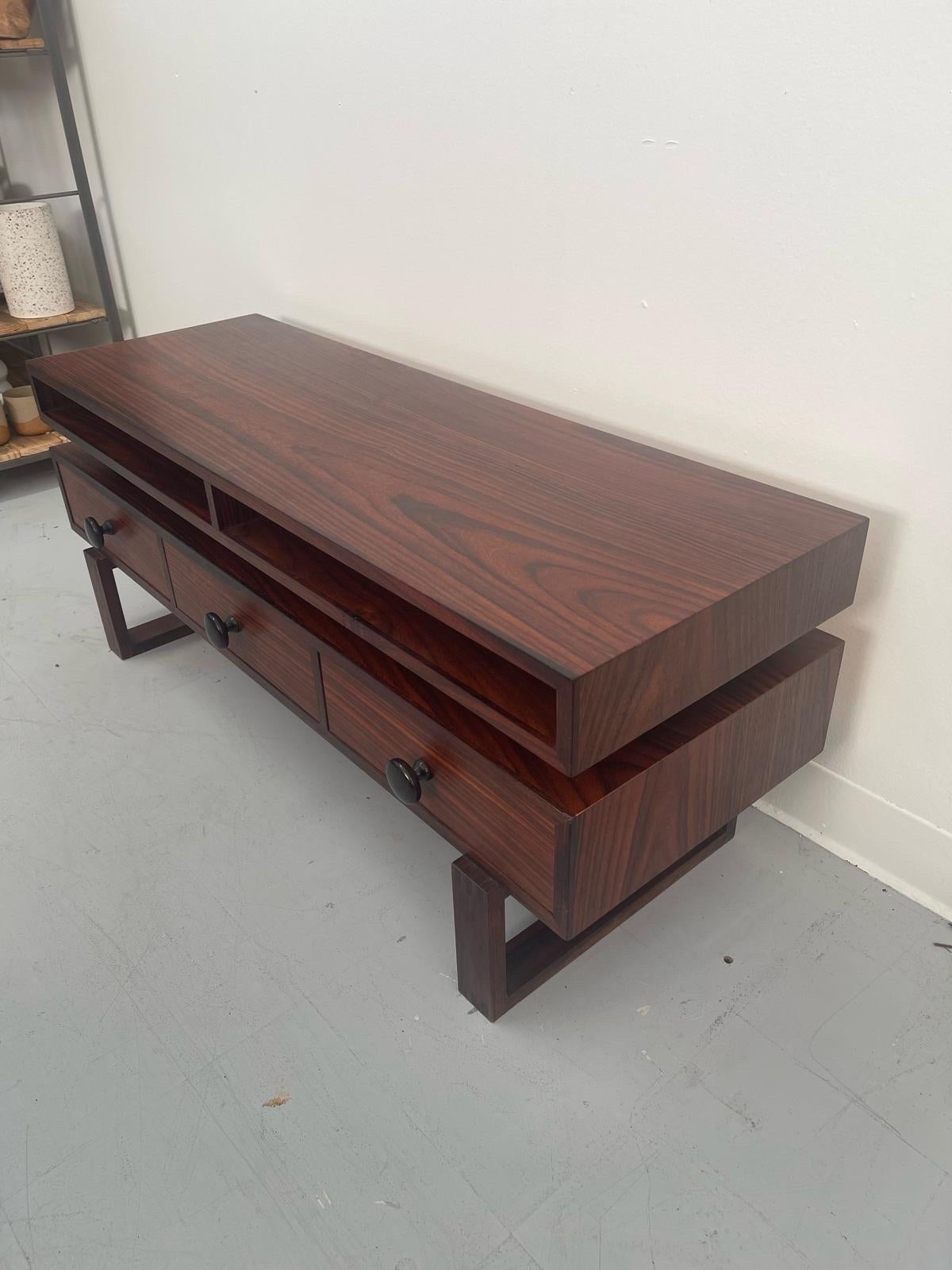 Late 20th Century Vintage Danish Rosewood Console Coffee Table. Uk Import. For Sale