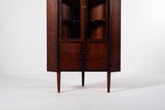 Mid-Century Danish Rosewood Corner Cabinet with Glass Doors, 1960s