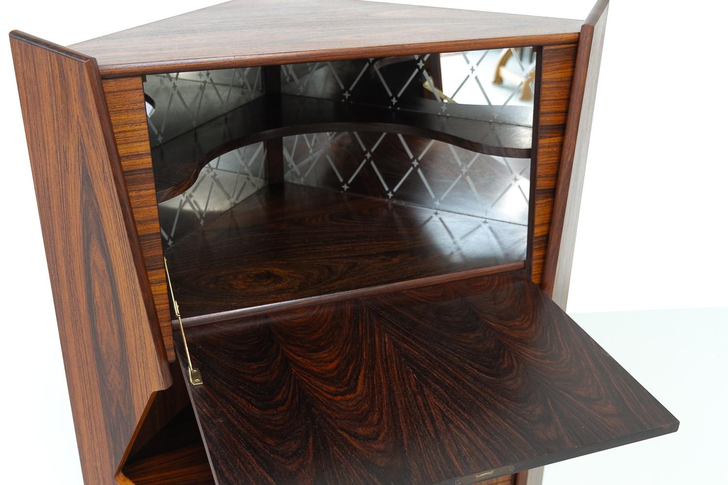 Vintage Danish Rosewood Corner Cabinet with Dry Bar, 1960s. For Sale 5