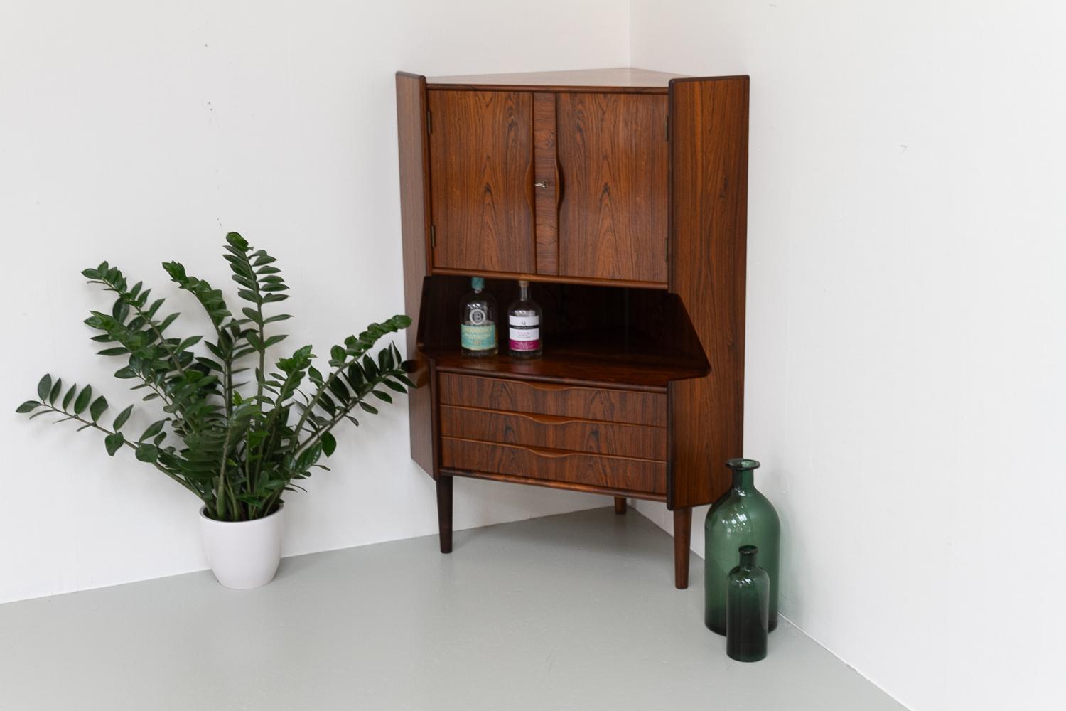 Vintage Danish Rosewood Corner Cabinet with Dry Bar, 1960s. 9