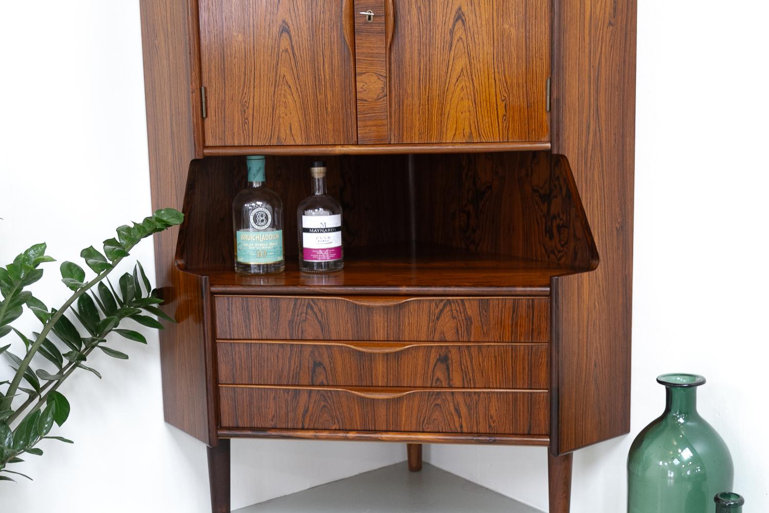 Vintage Danish Rosewood Corner Cabinet with Dry Bar, 1960s. 11