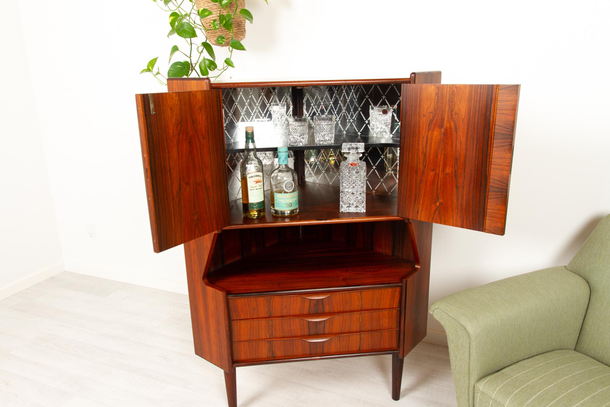 Vintage Danish Rosewood Corner Cabinet with Dry Bar, 1960s 13