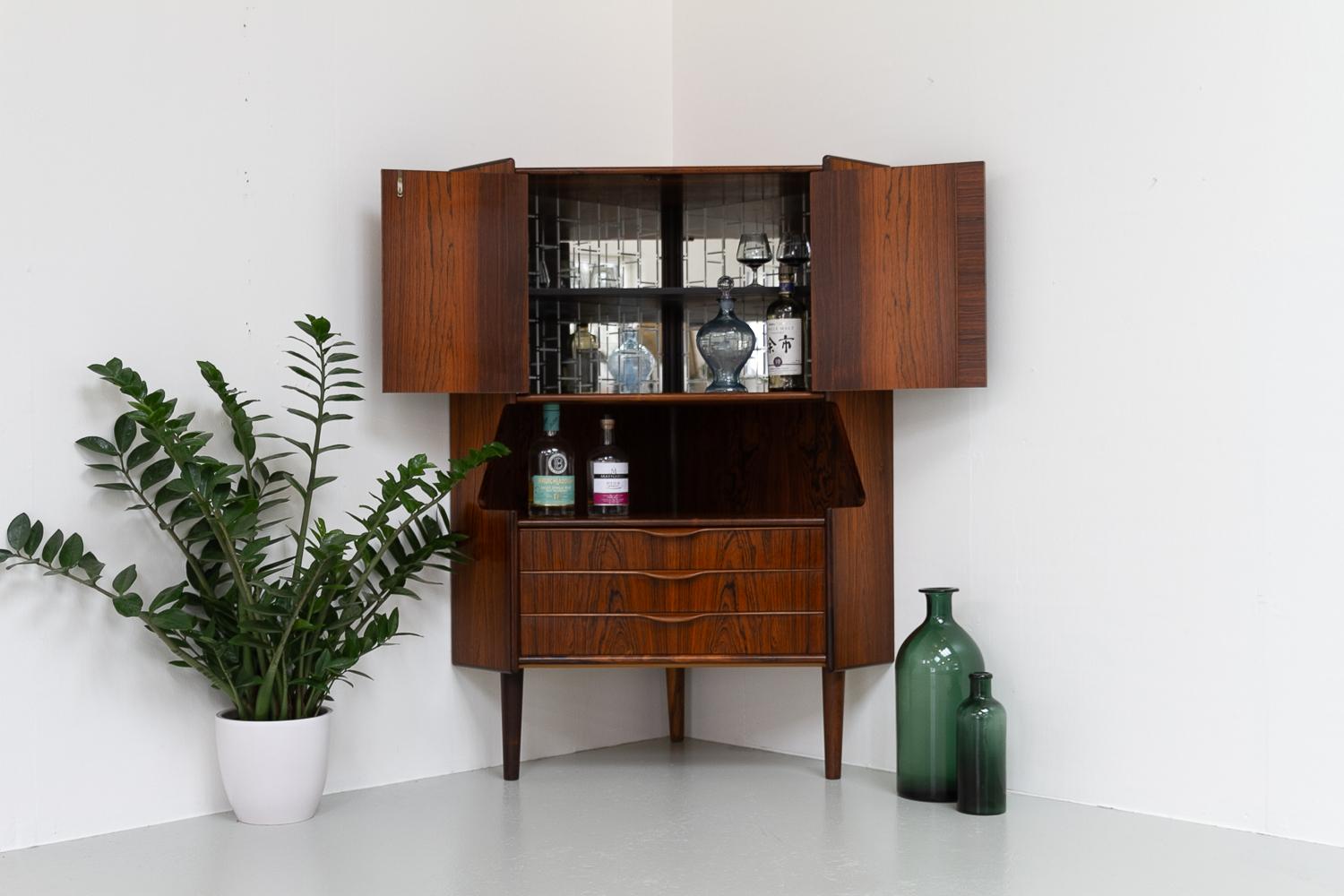 Vintage Danish Rosewood Corner Cabinet with Dry Bar, 1960s. 13