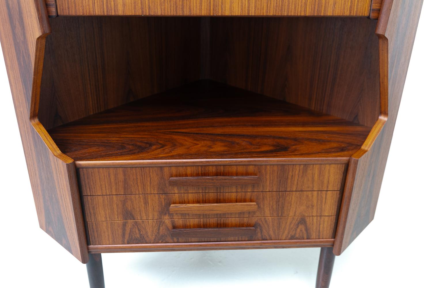 Mid-20th Century Vintage Danish Rosewood Corner Cabinet with Dry Bar, 1960s. For Sale
