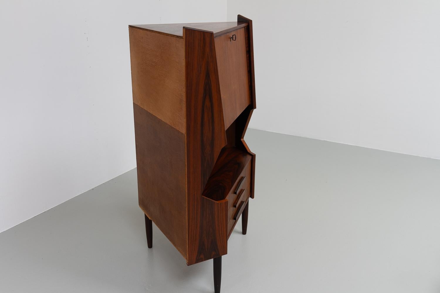 Vintage Danish Rosewood Corner Cabinet with Dry Bar, 1960s. For Sale 3
