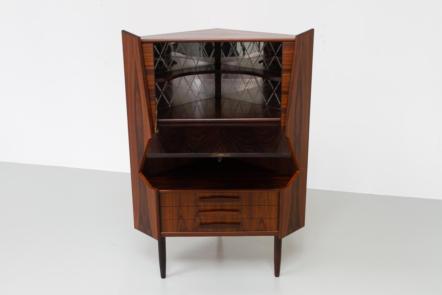 Vintage Danish Rosewood Corner Cabinet with Dry Bar, 1960s. For Sale 4