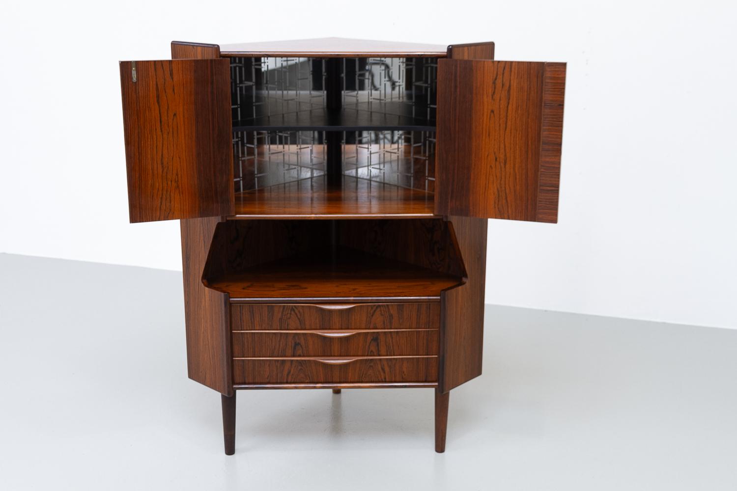 Vintage Danish Rosewood Corner Cabinet with Dry Bar, 1960s. 4