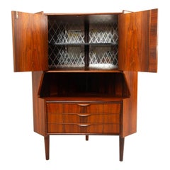 Vintage Danish Rosewood Corner Cabinet with Dry Bar, 1960s