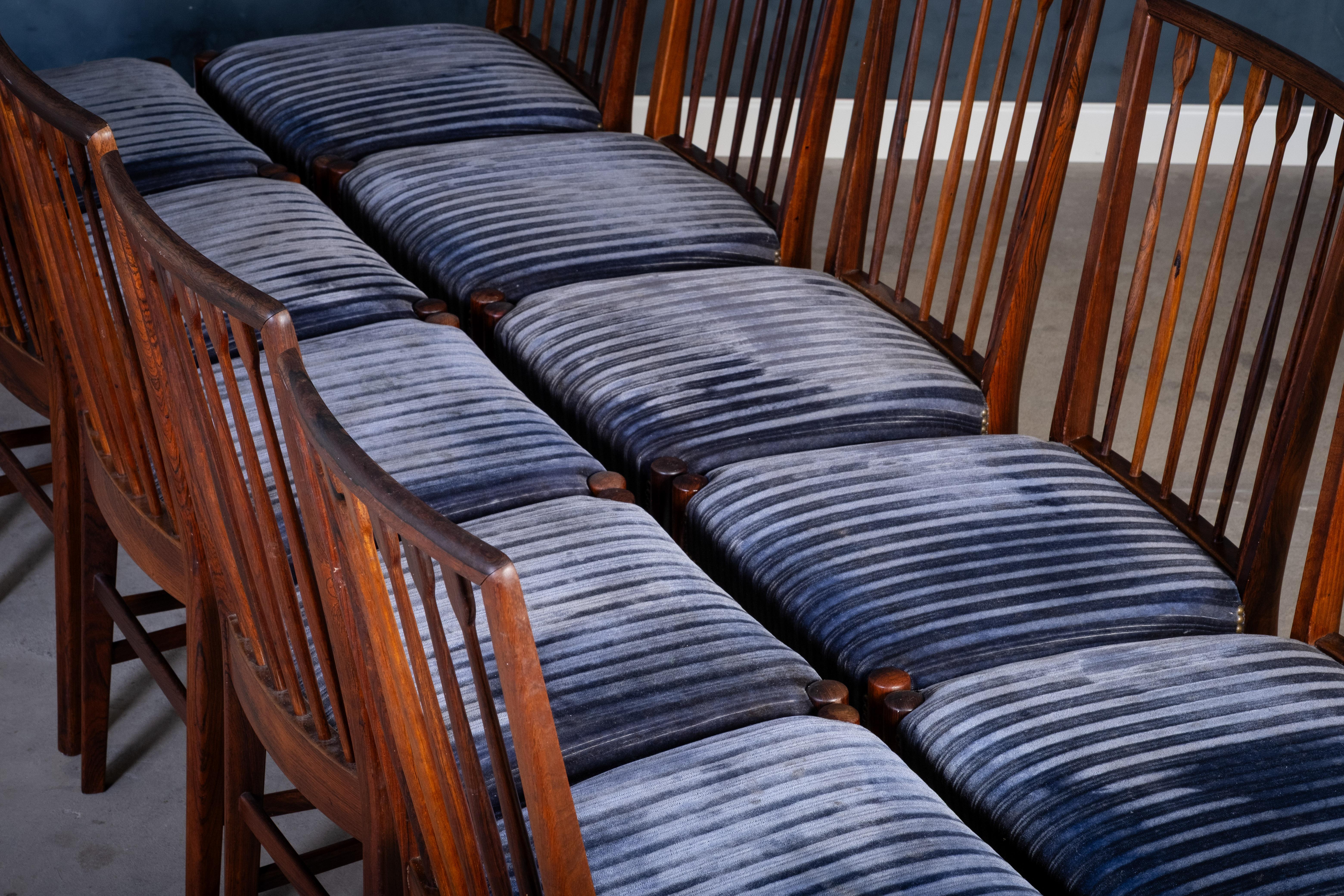 Danese Sedie da pranzo d'epoca in palissandro danese, anni '50, set di 10 pezzi in vendita