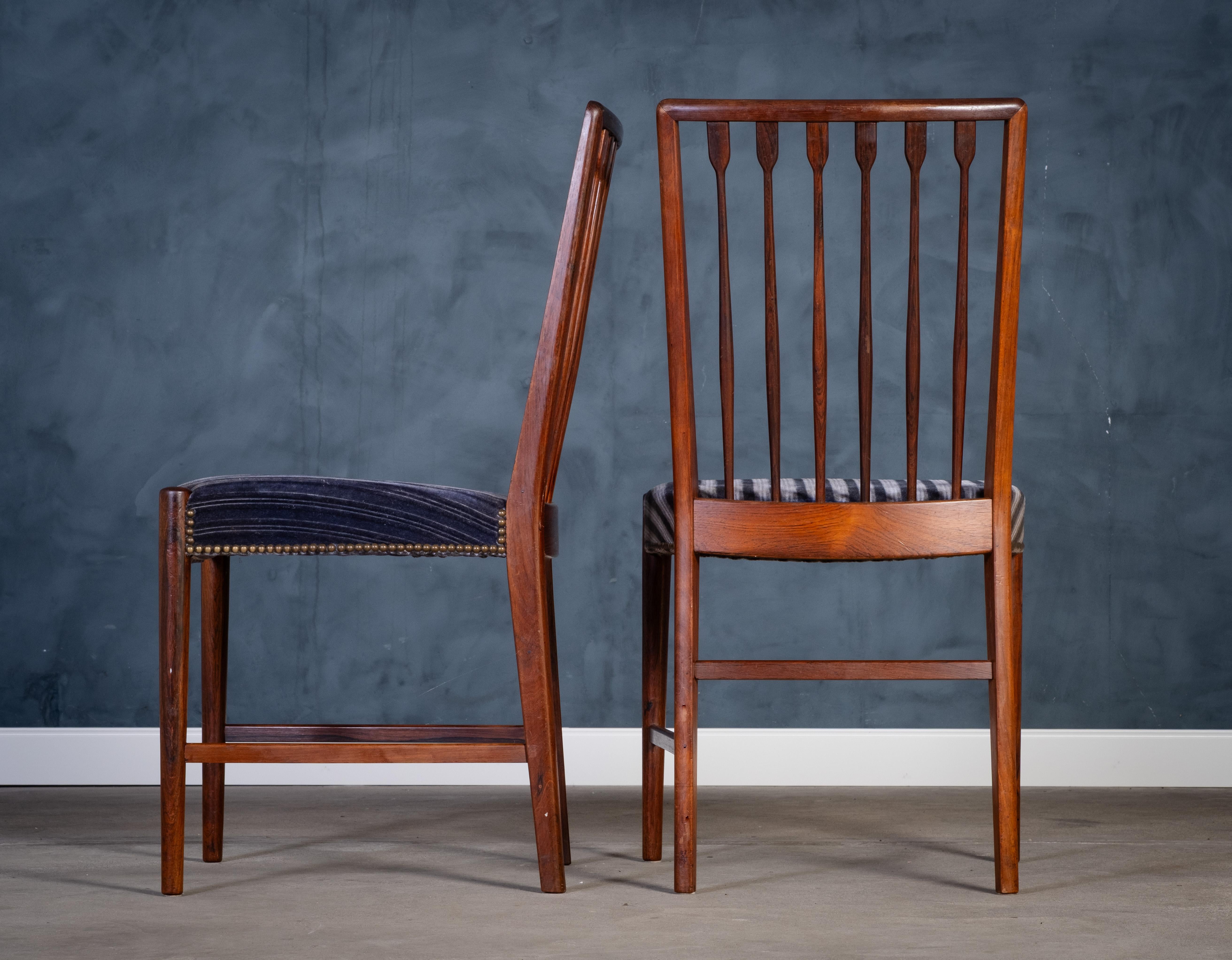 Metà XX secolo Sedie da pranzo d'epoca in palissandro danese, anni '50, set di 10 pezzi in vendita