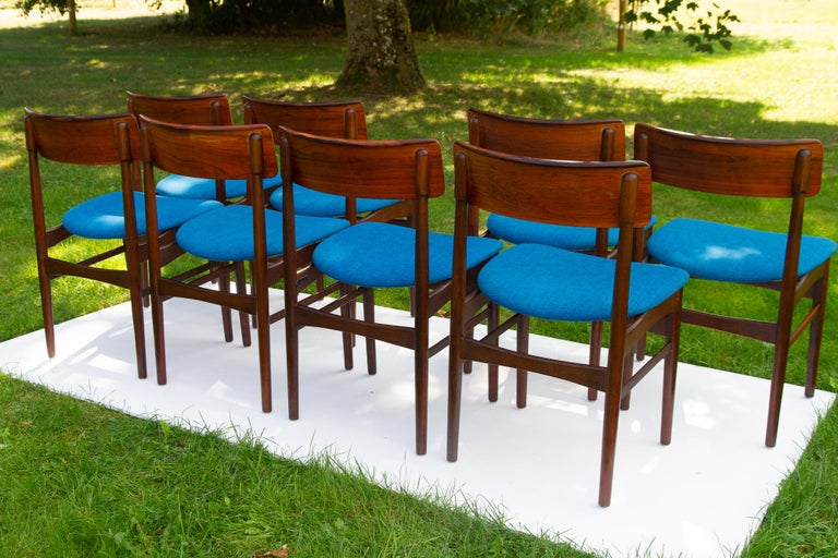 Vintage Danish Rosewood Dining Chairs, 1960s, Set of 8 For Sale 5