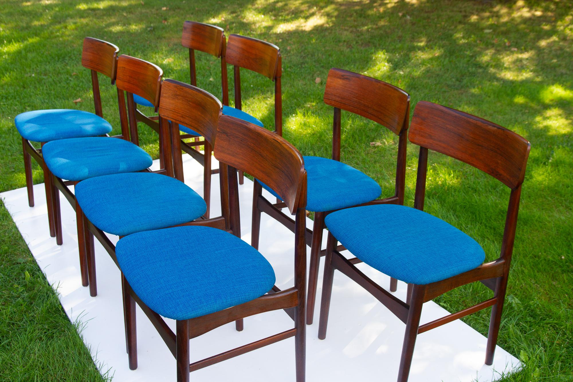 Mid-20th Century Vintage Danish Rosewood Dining Chairs, 1960s, Set of 8