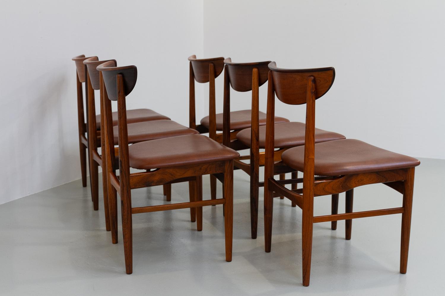 Vintage Danish Rosewood Dining Chairs by E.W. Bach for Skovby, 1960s. Set of 6. For Sale 1