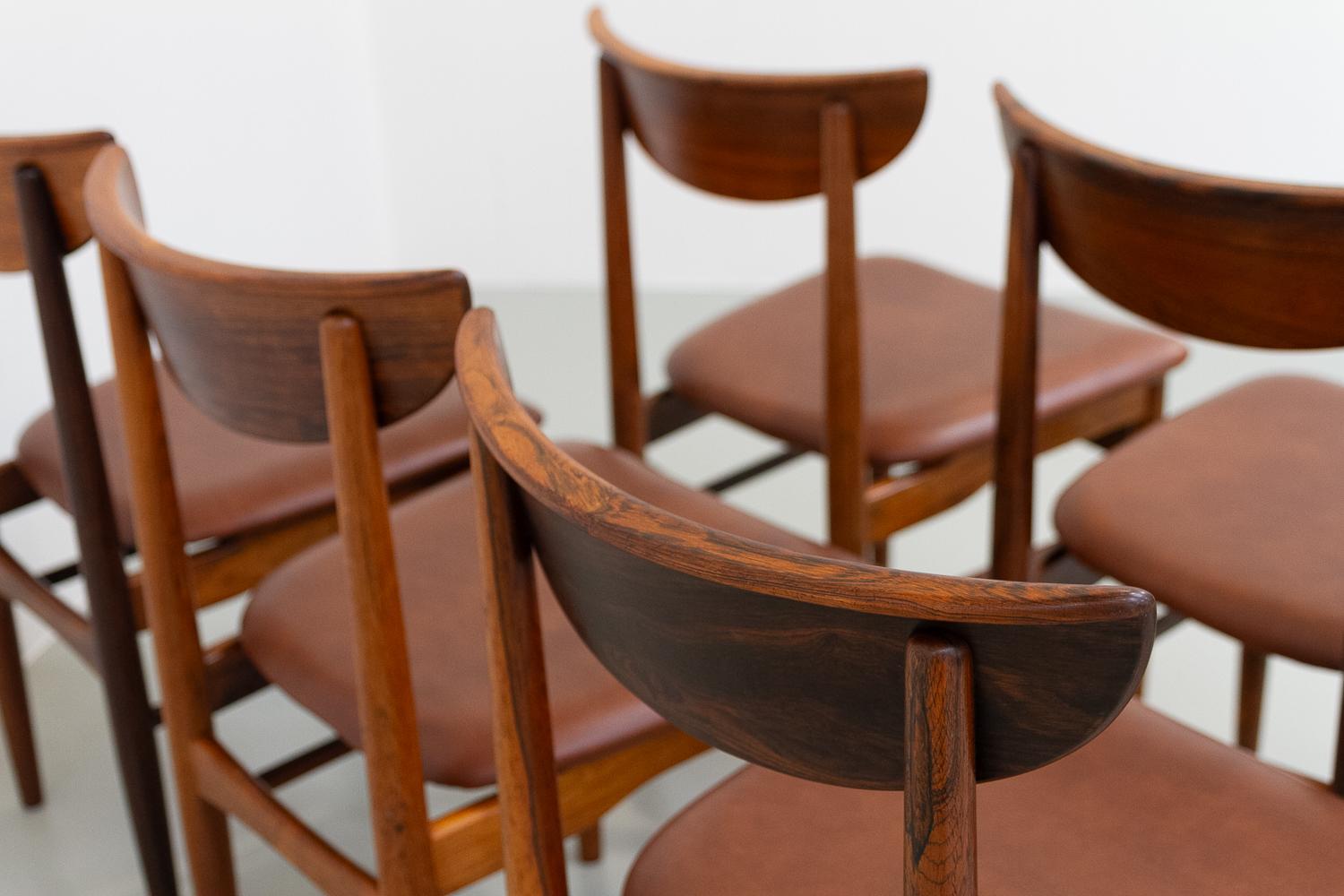 Vintage Danish Rosewood Dining Chairs by E.W. Bach for Skovby, 1960s. Set of 6. For Sale 3