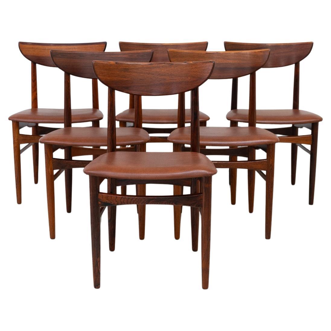 Vintage Danish Rosewood Dining Chairs by E.W. Bach for Skovby, 1960s. Set of 6. For Sale