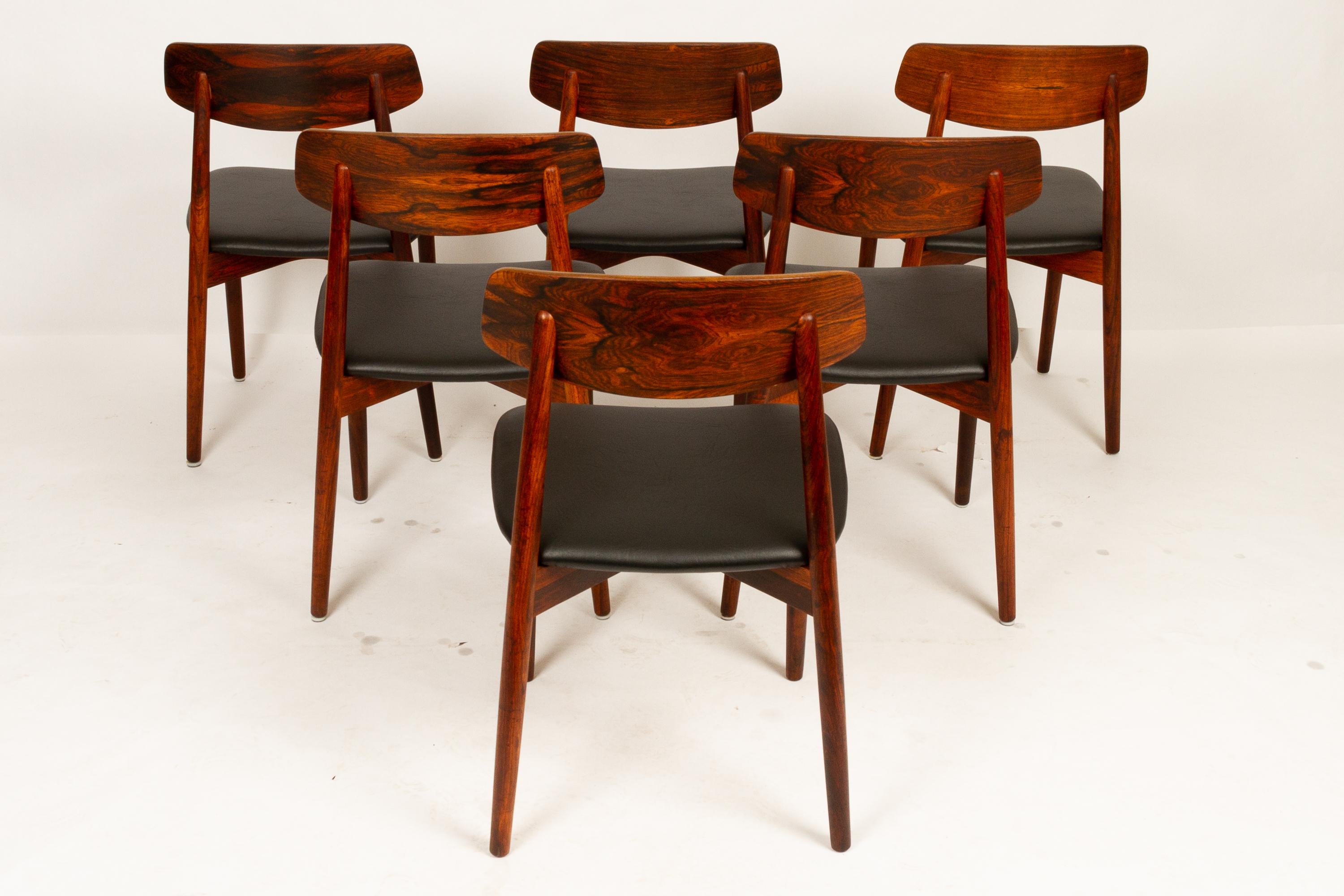 Vintage Danish Rosewood Dining Chairs by Harry Østergaard, 1960s 10