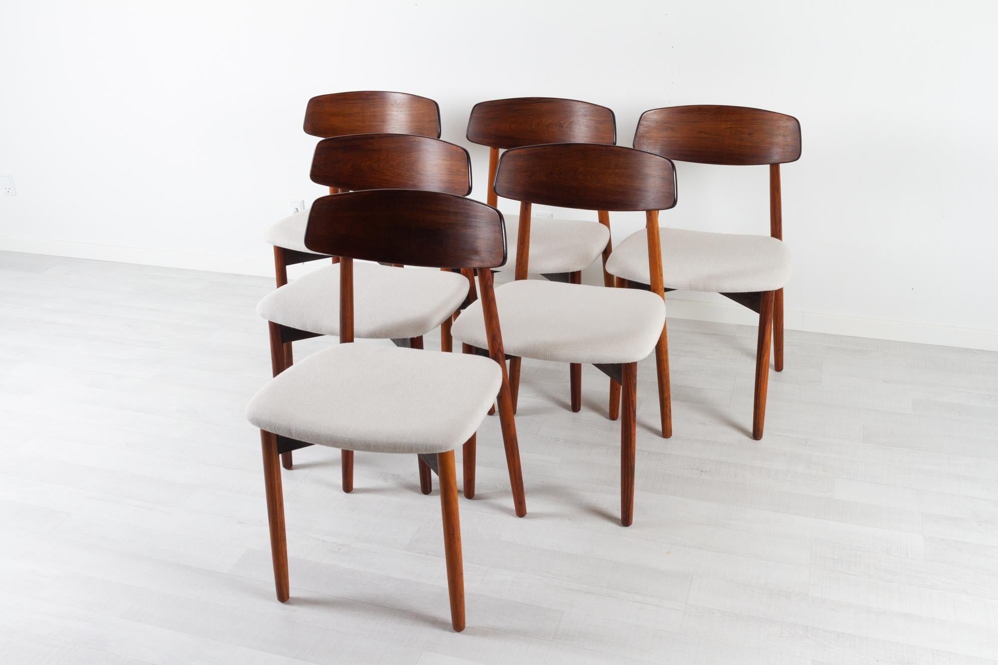 Mid-Century Modern Vintage Danish Rosewood Dining Chairs by Harry Østergaard 1960s Set of 6