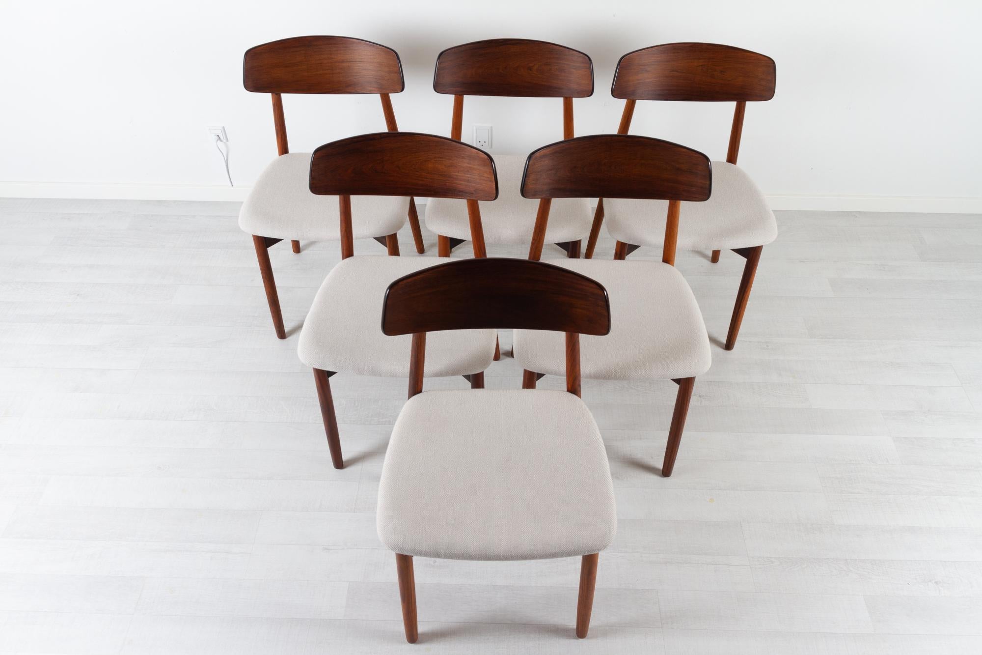 Vintage Danish Rosewood Dining Chairs by Harry Østergaard 1960s Set of 6 In Good Condition In Asaa, DK