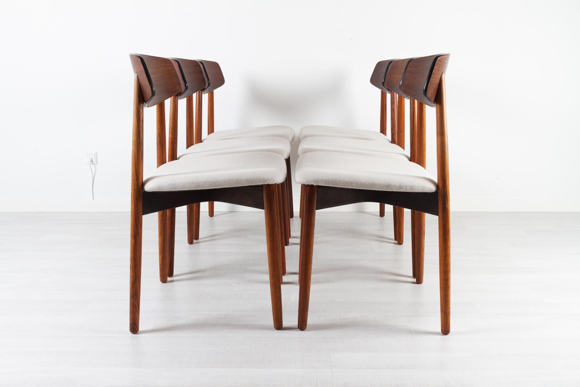 Vintage Danish Rosewood Dining Chairs by Harry Østergaard 1960s Set of 6 1