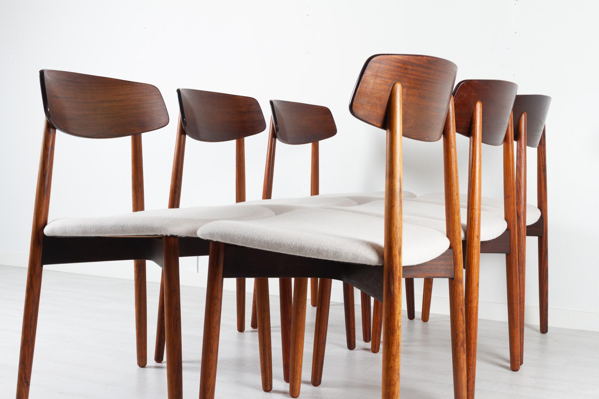 Vintage Danish Rosewood Dining Chairs by Harry Østergaard 1960s Set of 6 2