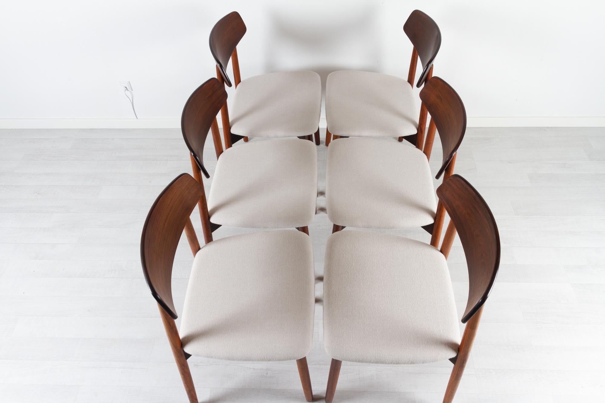 Vintage Danish Rosewood Dining Chairs by Harry Østergaard 1960s Set of 6 3