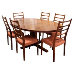 Vintage Danish Rosewood Dining Set Dyrlund Oval Table 2 Leaves 6 Chair
