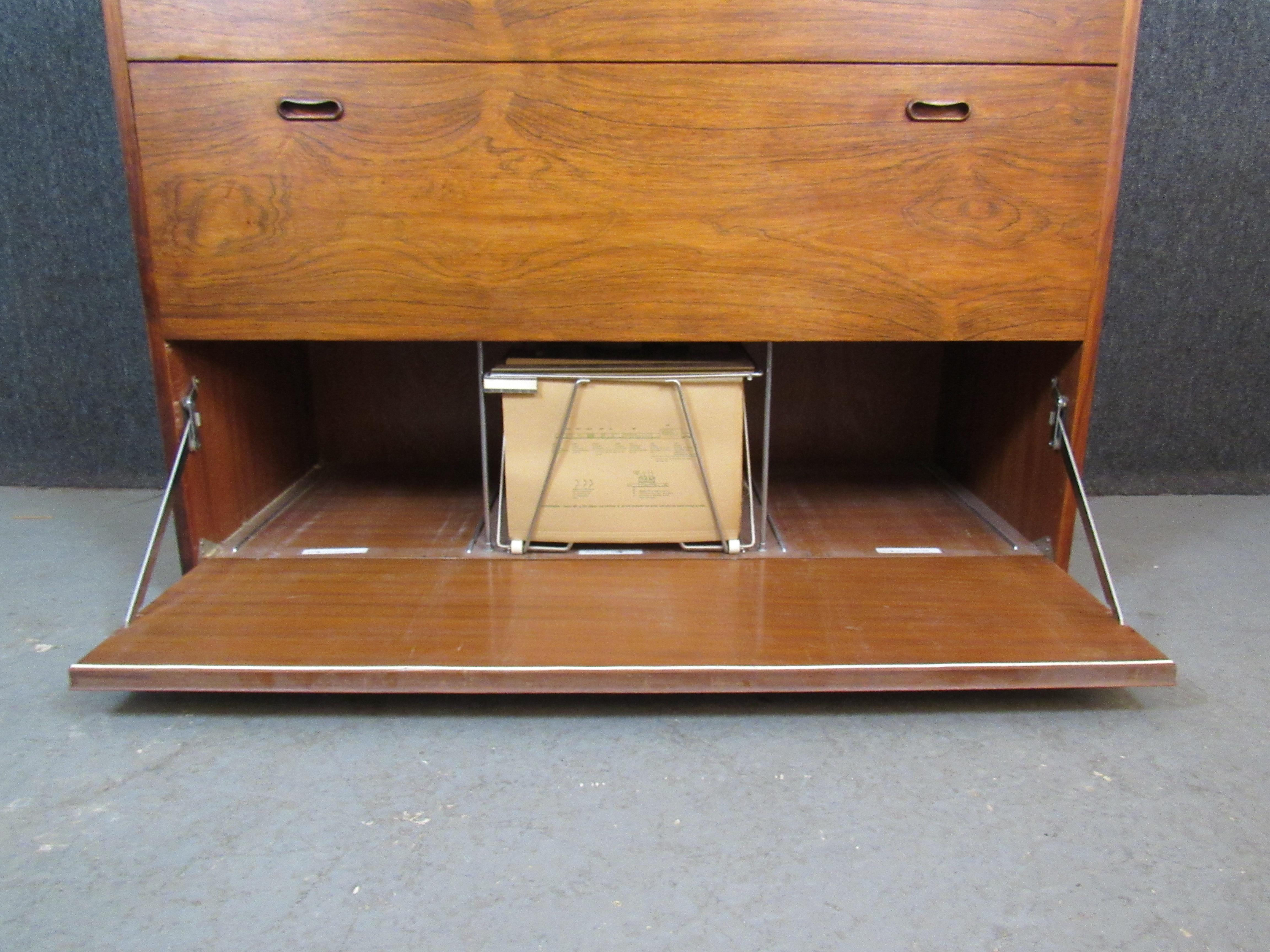 Vintage Danish Rosewood Executive Filing Cabinet For Sale 7