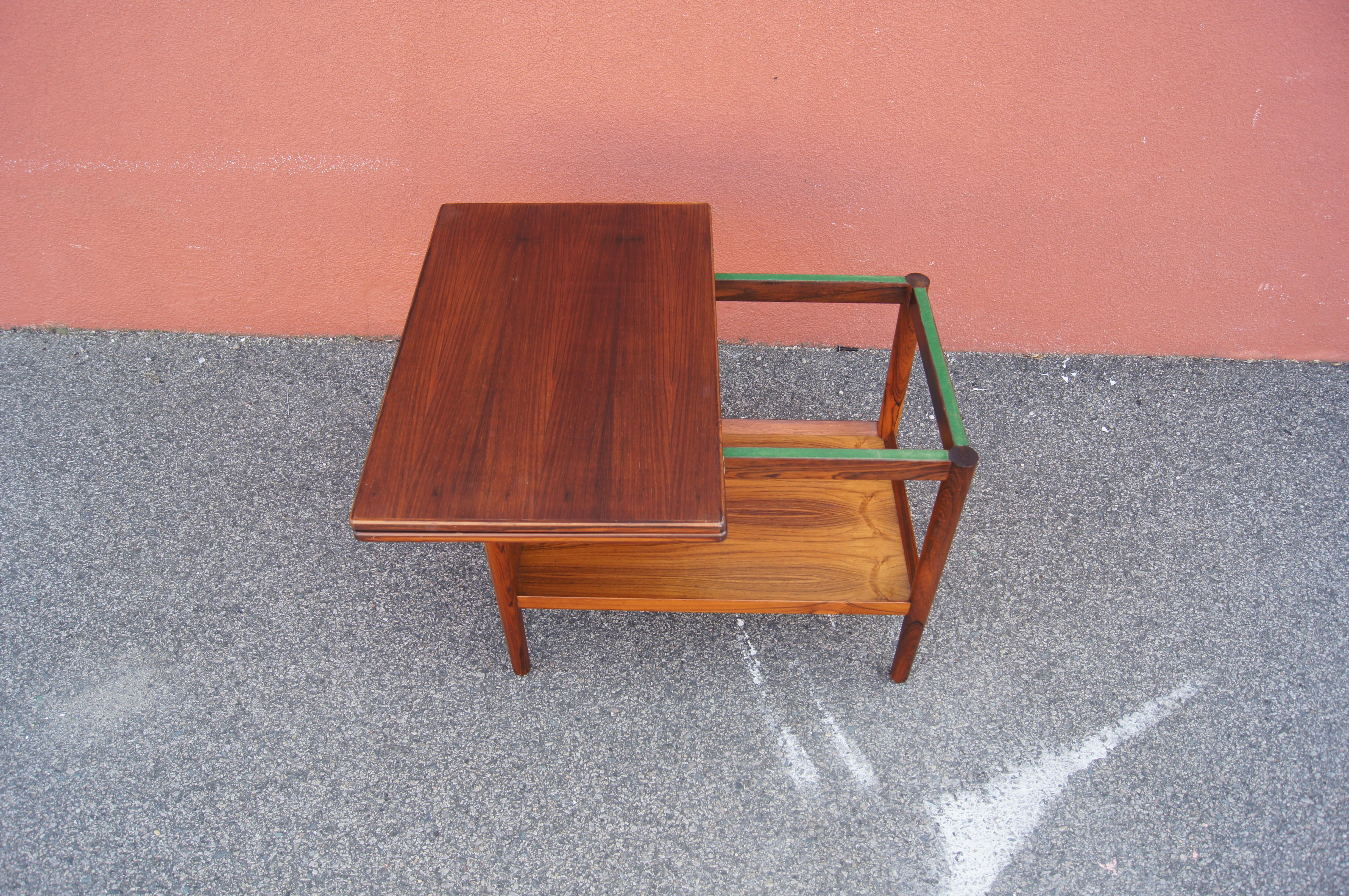 Scandinavian Modern Vintage Danish Rosewood Flip-top Tea Table For Sale