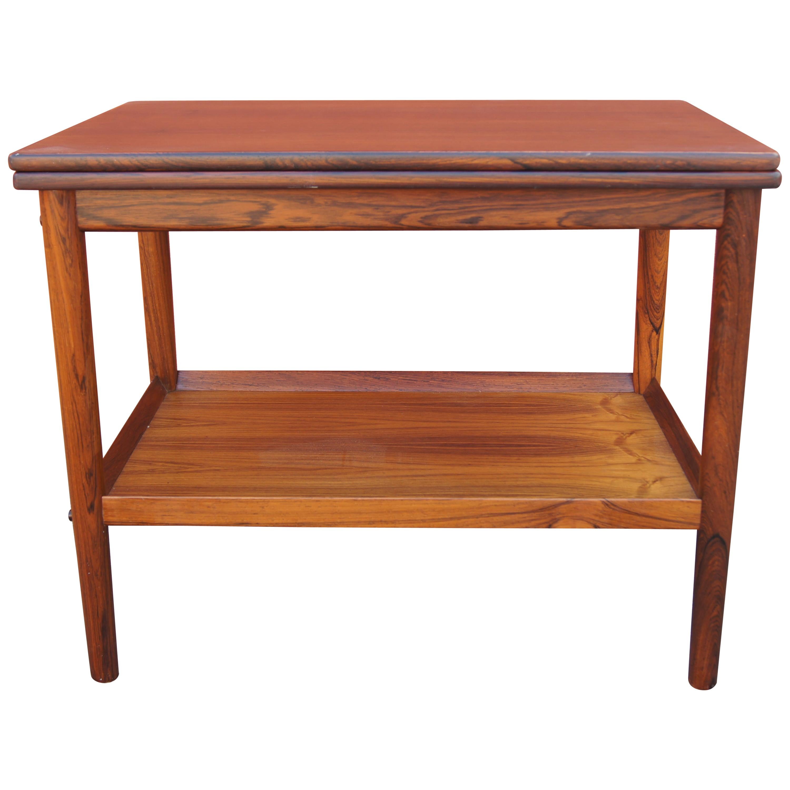 Vintage Danish Rosewood Flip-top Tea Table For Sale