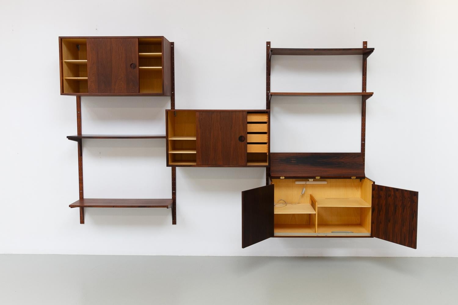 Scandinavian Modern Vintage Danish Rosewood Modular Wall Unit by HG Furniture, 1960s.