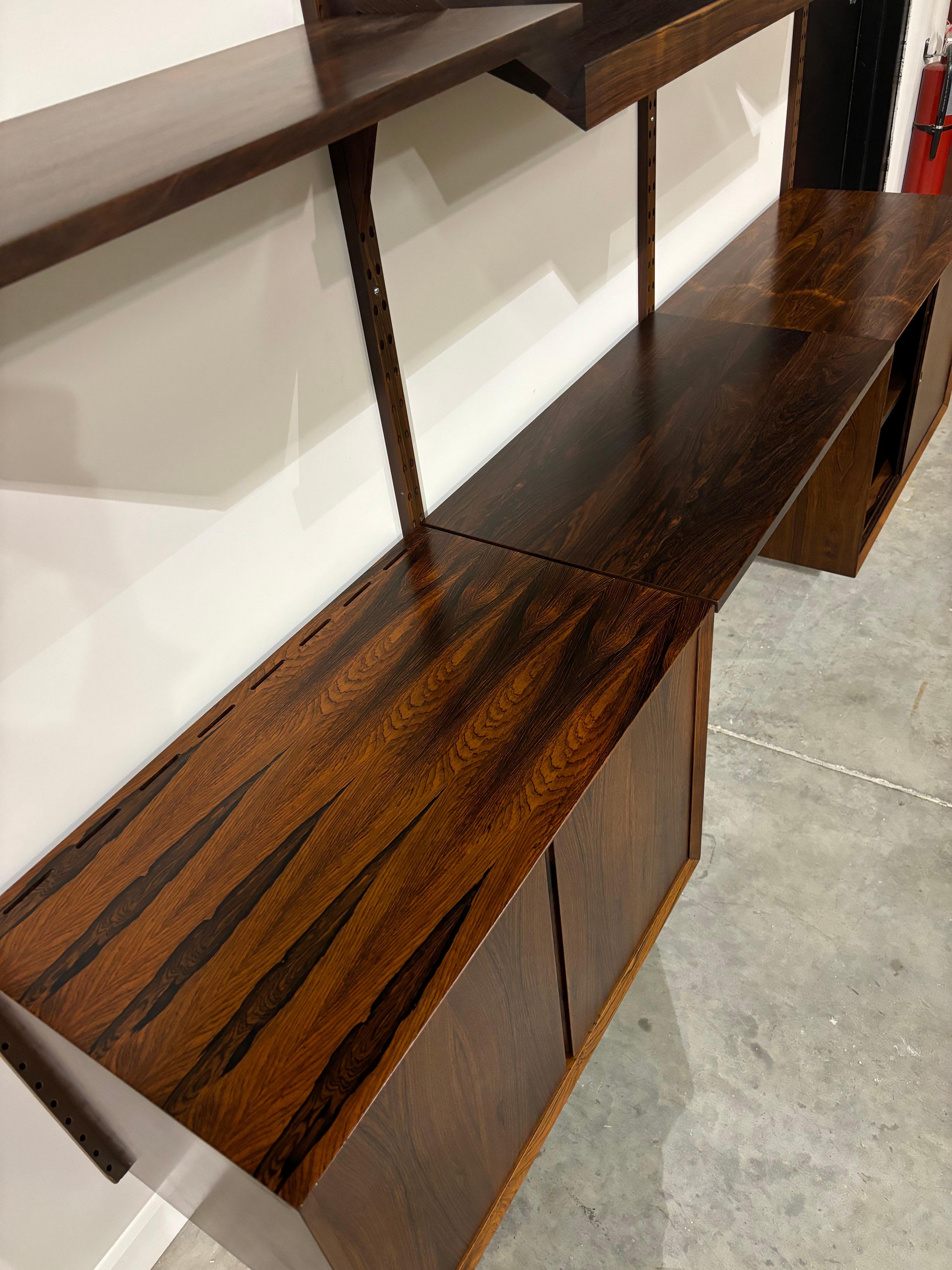 Vintage Danish Rosewood Modular Wall Unit by Poul Cadovius for Cado 1960s In Good Condition In Raleigh, NC