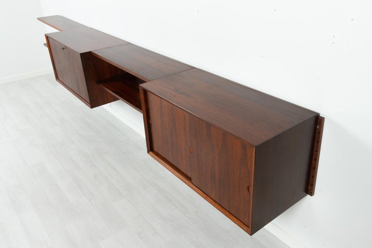 Vintage Danish Rosewood Modular Wall Unit by Poul Cadovius for Cado, 1960s In Good Condition For Sale In Asaa, DK