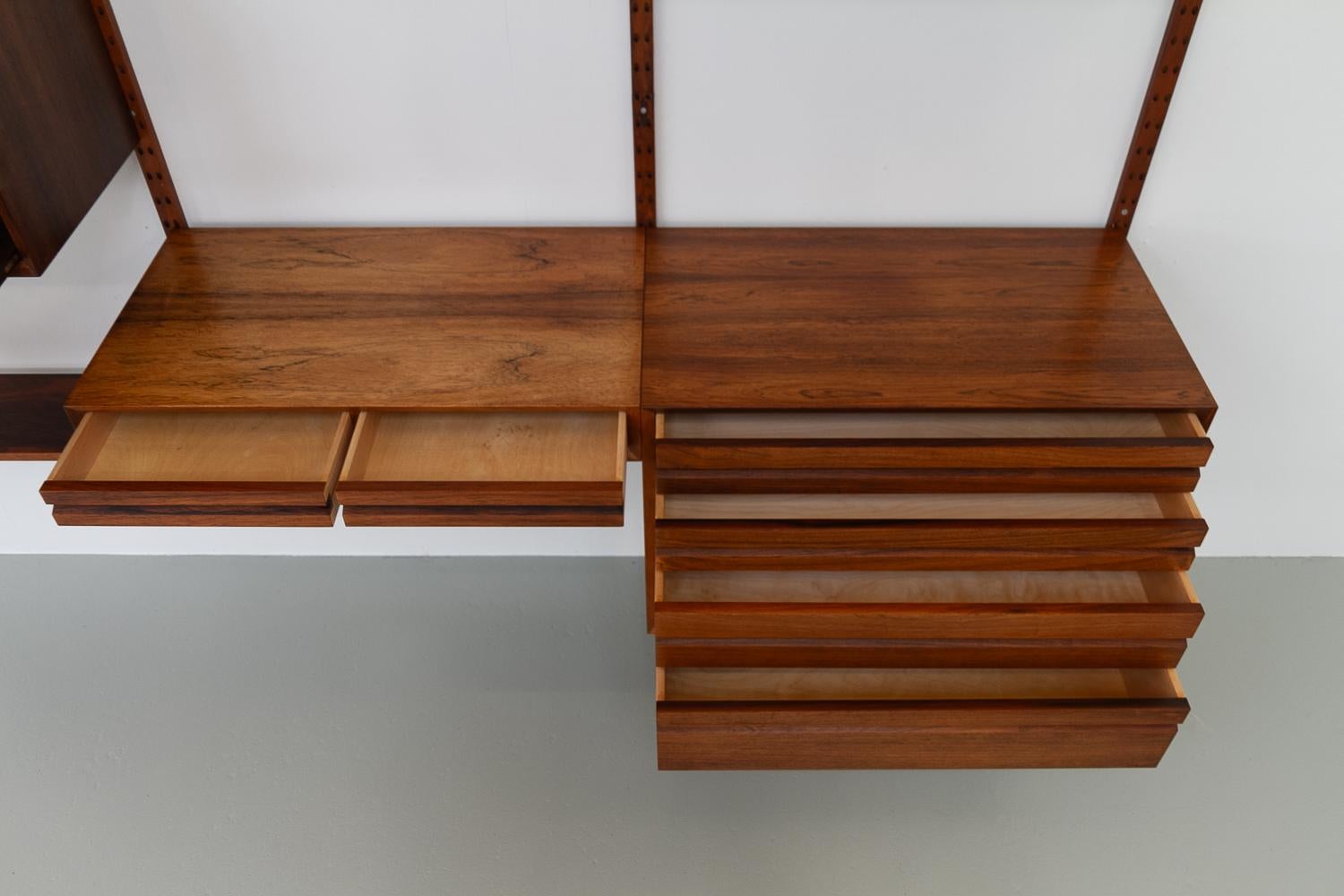 Rosewood Vintage Danish rosewood modular wall unit by Poul Cadovius for Cado 1960s For Sale