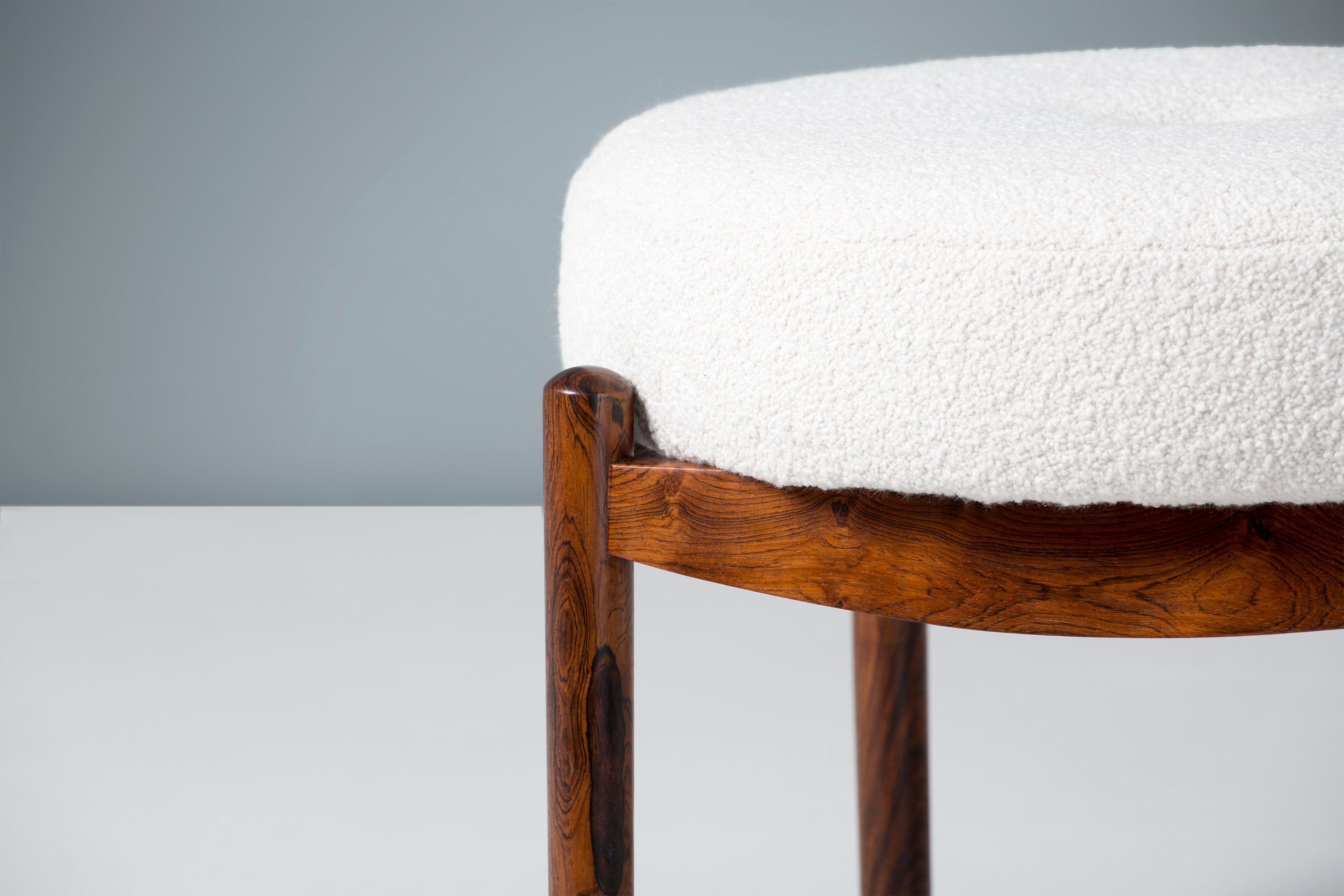 Bouclé Vintage Danish Rosewood Ottoman, circa 1950s