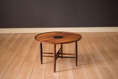 Tavolino occasionale rotondo in palissandro danese vintage di Poul Hundevad