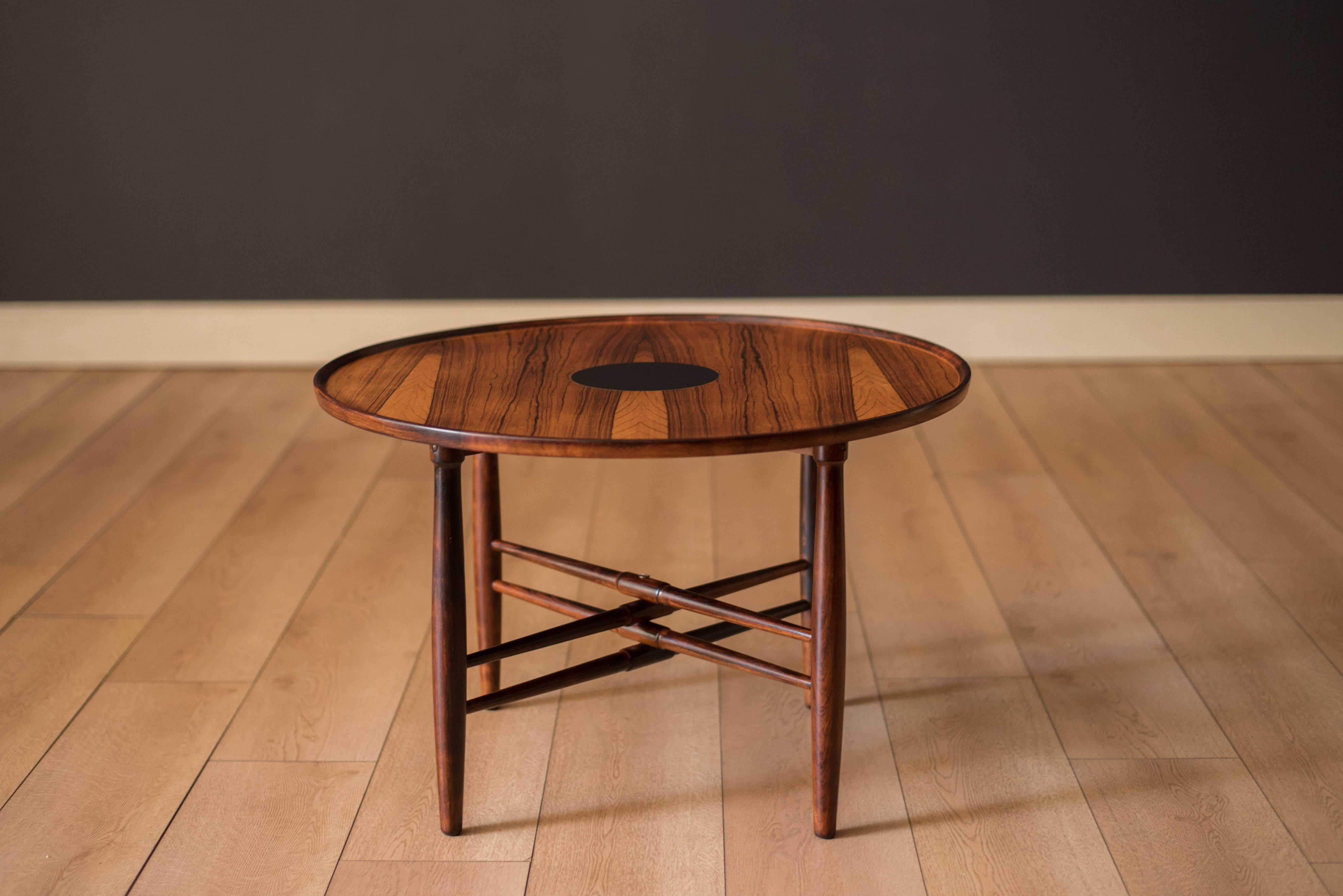 Scandinavian Modern Vintage Danish Rosewood Round Occasional Side Table by Poul Hundevad For Sale