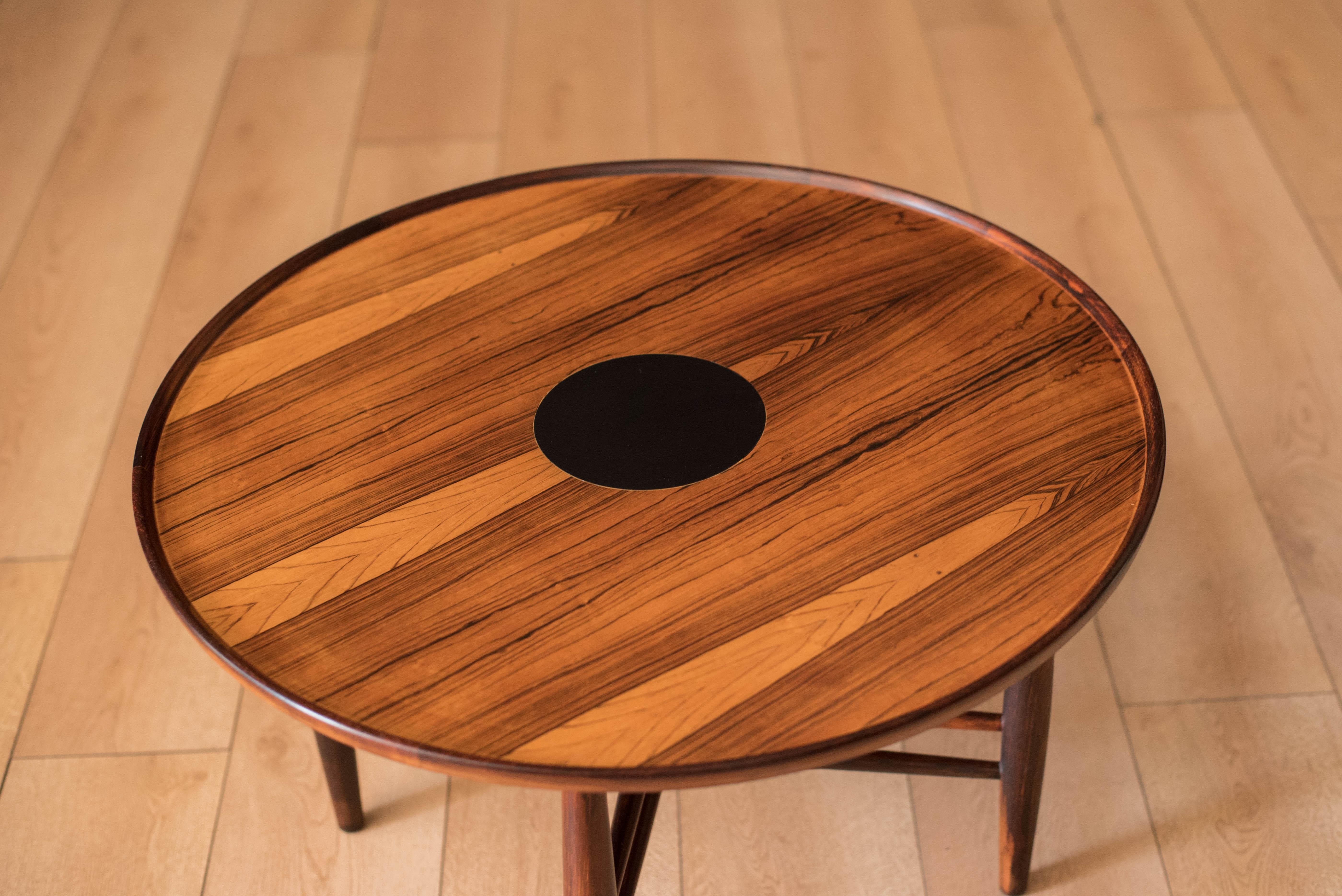 Mid-20th Century Vintage Danish Rosewood Round Occasional Side Table by Poul Hundevad For Sale