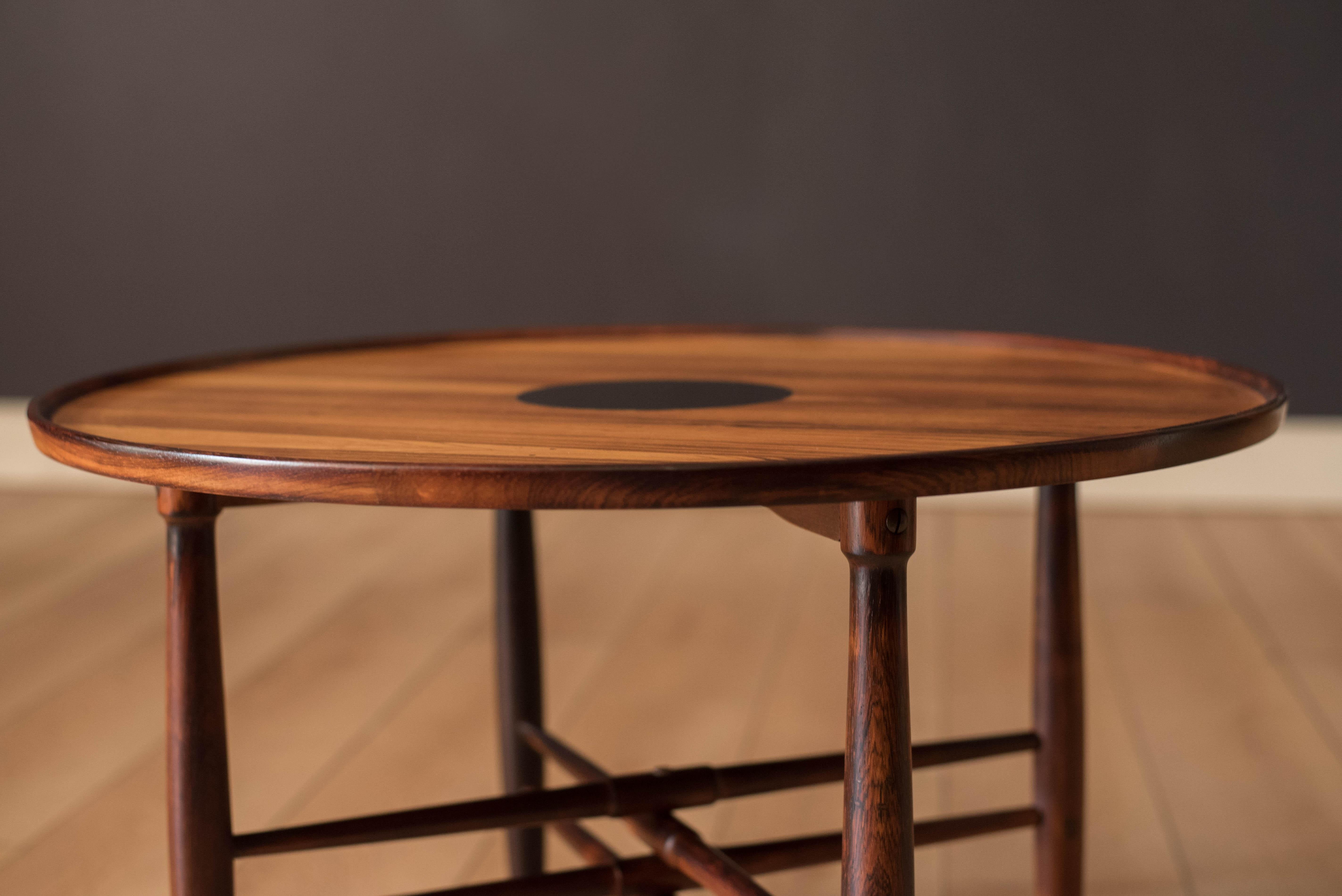 Vintage Danish Rosewood Round Occasional Side Table by Poul Hundevad For Sale 3