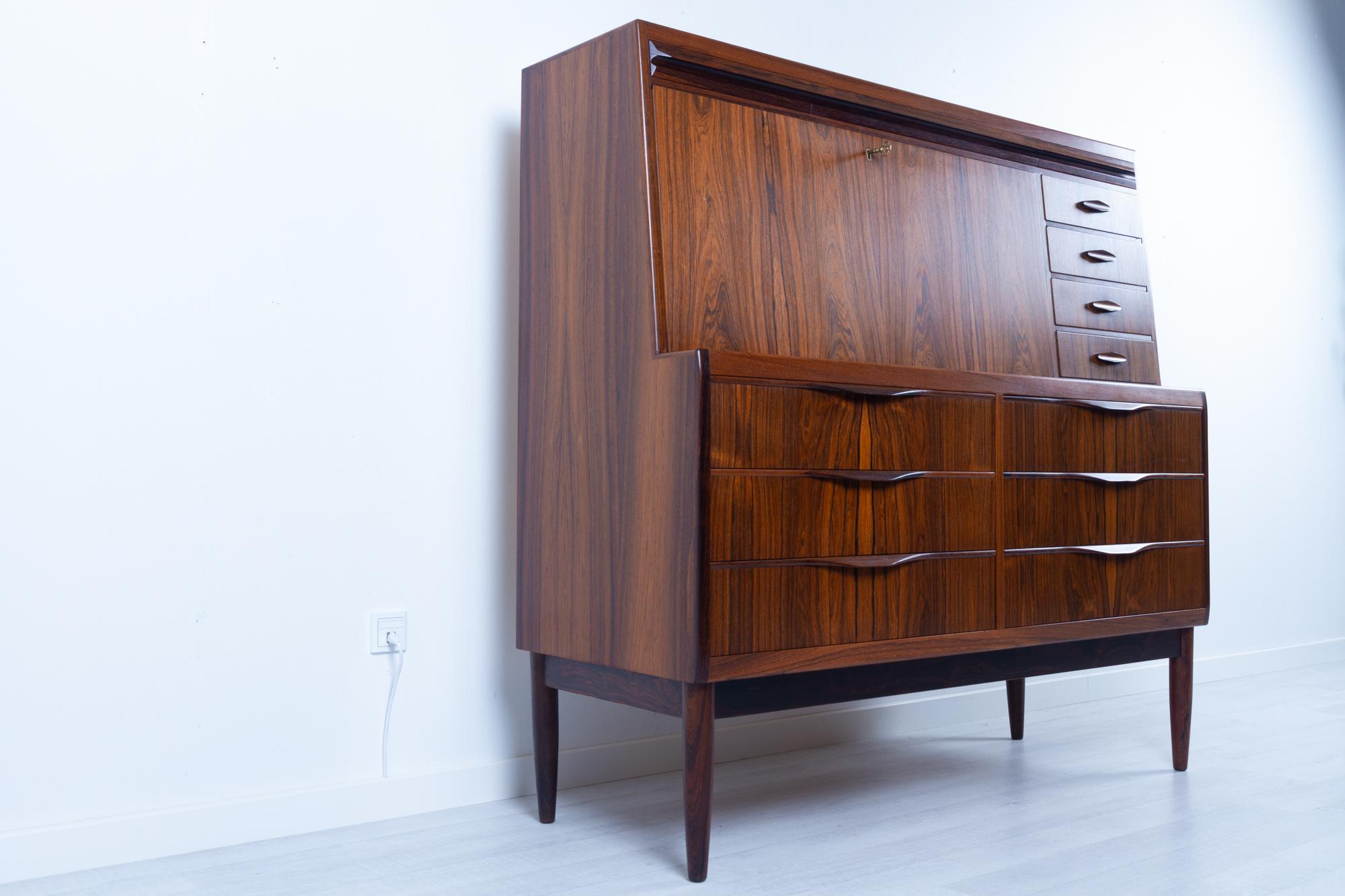 Vintage Danish Rosewood Secretaire by Erling Torvits 1960s 11