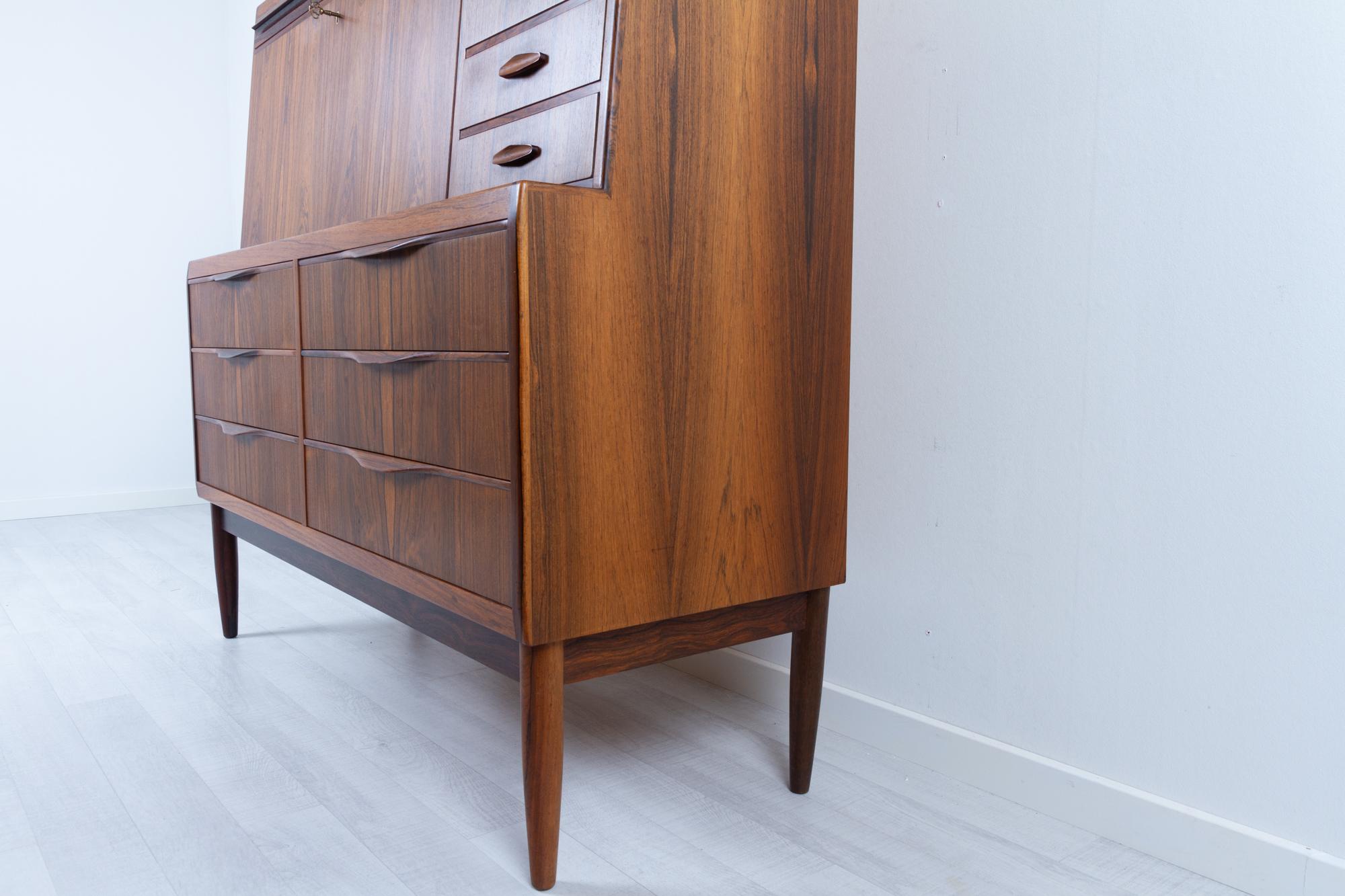 Vintage Danish Rosewood Secretaire by Erling Torvits 1960s 12